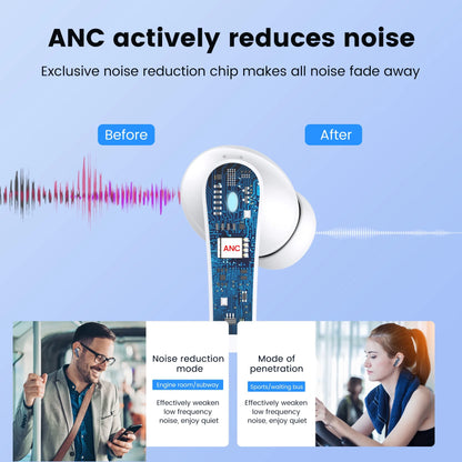 Wireless Earbuds, Bluetooth Headphones V5.4 Stereo Ear Buds with Noise Cancelling Mics, 60H Playback Mini Case with Dual LED Display, IP7 Waterproof In-Ear Earphones for Android Ios